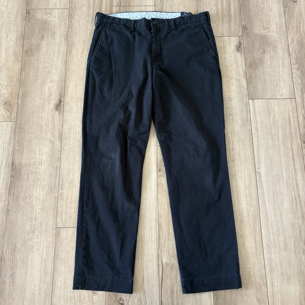 Polo Ralph Lauren The Polo Chino Pant Black Stretch Straight Classic Fit - 36x32
